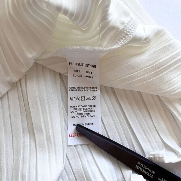 PRETTYLITTLETHING WHITE FRILL DETAIL PLEATED SKATER DRESS - - Picture 11 of 11